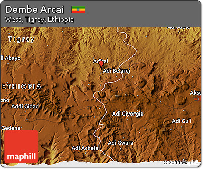 Physical 3D Map of Dembe Arcai