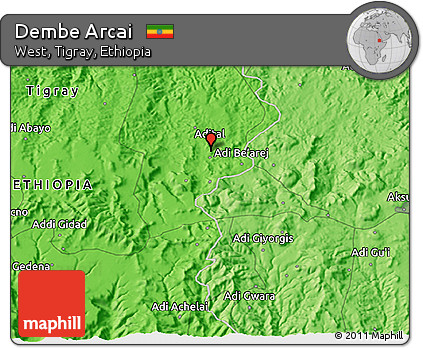 Political 3D Map of Dembe Arcai