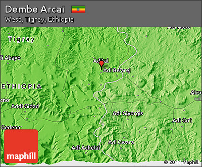 Political 3D Map of Dembe Arcai