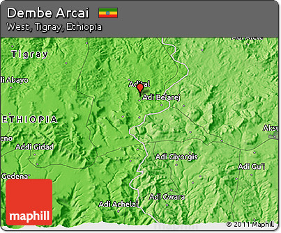 Political 3D Map of Dembe Arcai