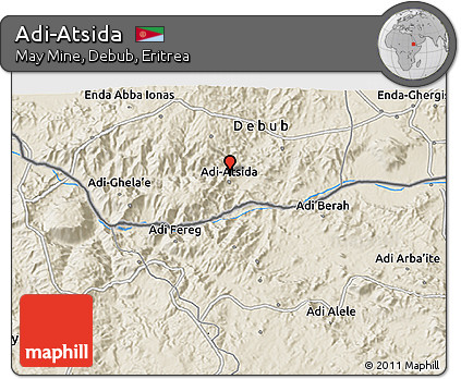 Shaded Relief 3D Map of Adi-Atsida