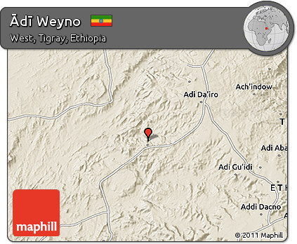 Shaded Relief 3D Map of Ādī Weyno