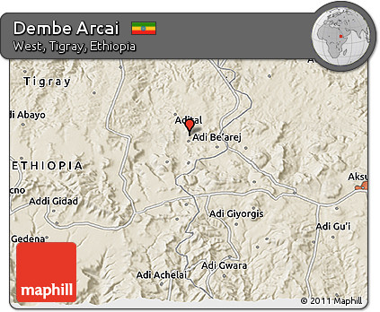 Shaded Relief 3D Map of Dembe Arcai