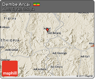 Shaded Relief 3D Map of Dembe Arcai