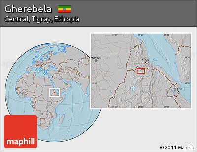 Gray Location Map of Gherebela, hill shading