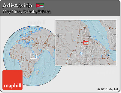 Gray Location Map of Adi-Atsida, hill shading