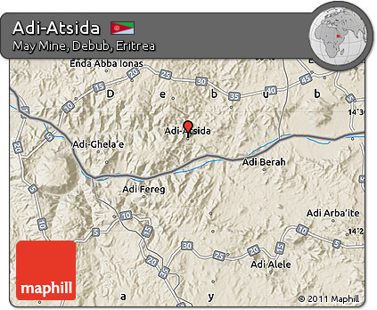 Shaded Relief Map of Adi-Atsida