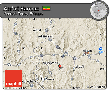 Shaded Relief Map of Āts'mī Harmaz