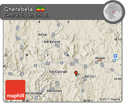 Shaded Relief Map of Gherebela