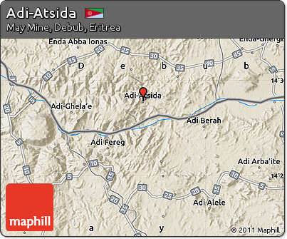 Shaded Relief Map of Adi-Atsida