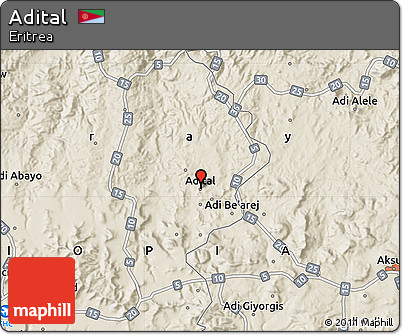 Shaded Relief Map of Adital