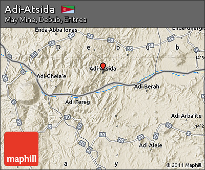 Shaded Relief Map of Adi-Atsida