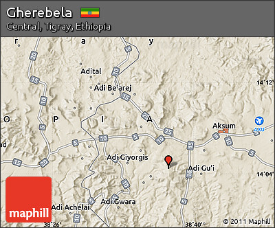 Shaded Relief Map of Gherebela