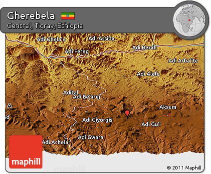 Physical Panoramic Map of Gherebela