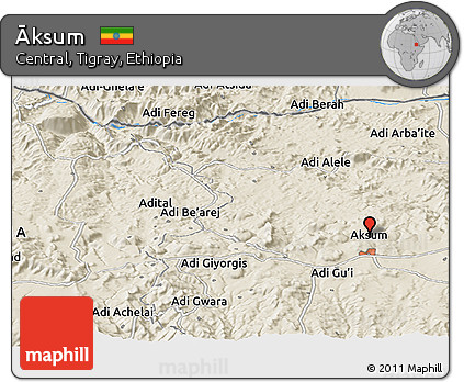 Shaded Relief Panoramic Map of Āksum