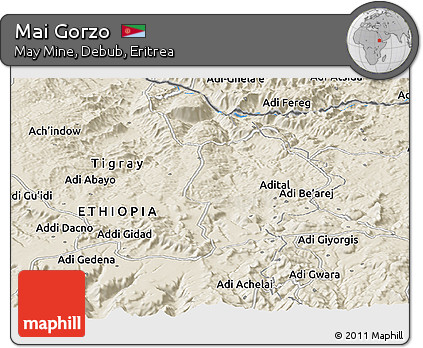 Shaded Relief Panoramic Map of Mai Gorzo