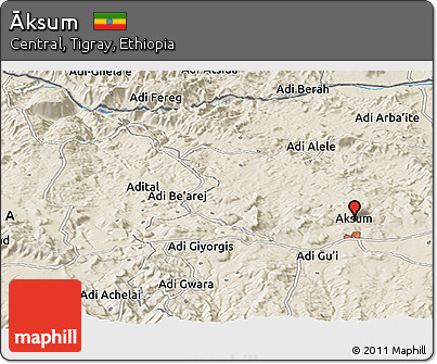 Shaded Relief Panoramic Map of Āksum