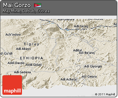 Shaded Relief Panoramic Map of Mai Gorzo