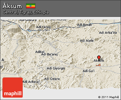 Shaded Relief Panoramic Map of Āksum