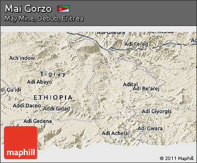 Shaded Relief Panoramic Map of Mai Gorzo