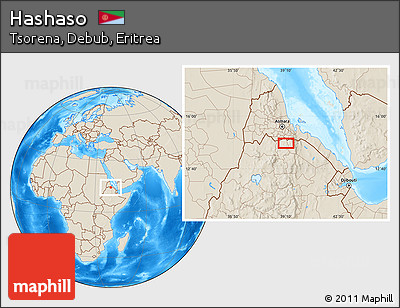Shaded Relief Location Map of Hashaso