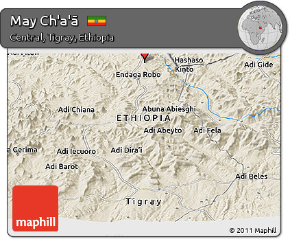 Shaded Relief Panoramic Map of May Ch'a'ā