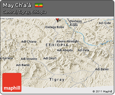 Shaded Relief Panoramic Map of May Ch'a'ā