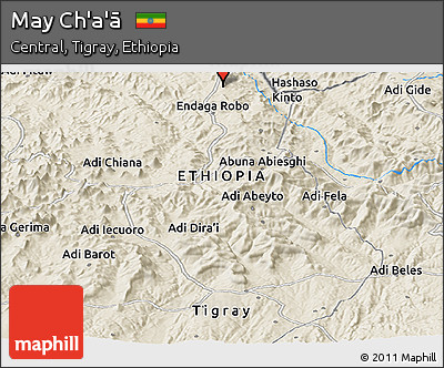 Shaded Relief Panoramic Map of May Ch'a'ā