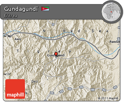 Shaded Relief Map of Gundagundī