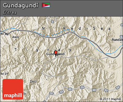 Shaded Relief Map of Gundagundī