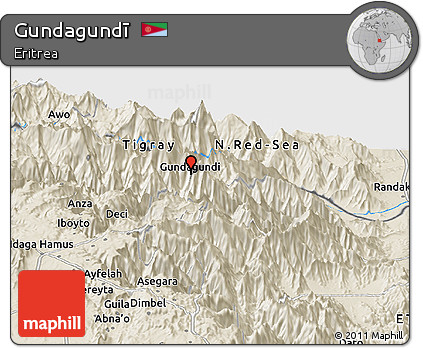 Shaded Relief Panoramic Map of Gundagundī