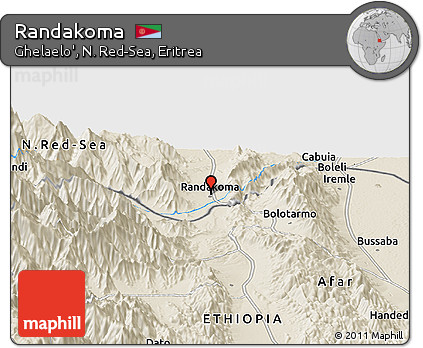 Shaded Relief Panoramic Map of Randakoma