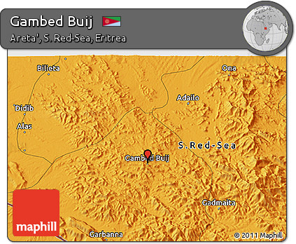 Political 3D Map of Gambed Buij