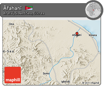 Shaded Relief 3D Map of Āfahanī