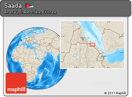 Shaded Relief Location Map of Saada