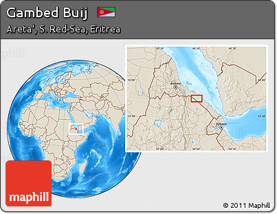 Shaded Relief Location Map of Gambed Buij