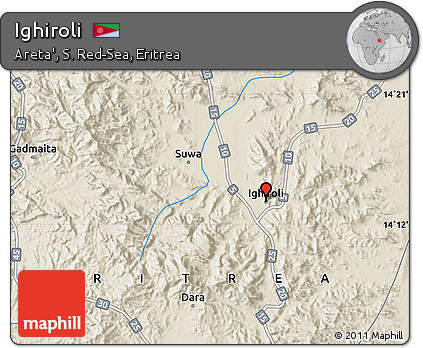 Shaded Relief Map of Ighiroli