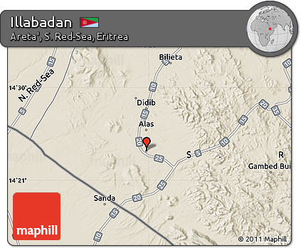 Shaded Relief Map of Illabadan