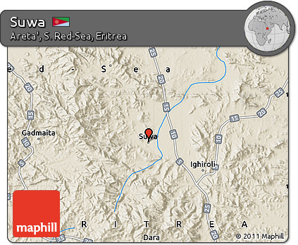 Shaded Relief Map of Suwa