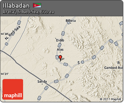 Shaded Relief Map of Illabadan