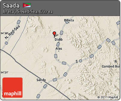 Shaded Relief Map of Saada