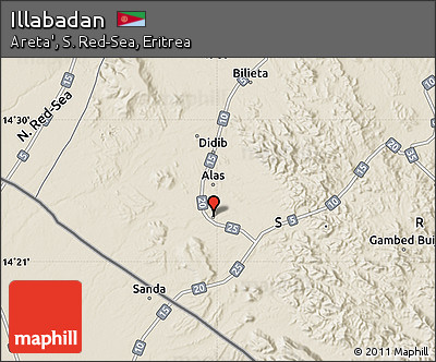 Shaded Relief Map of Illabadan