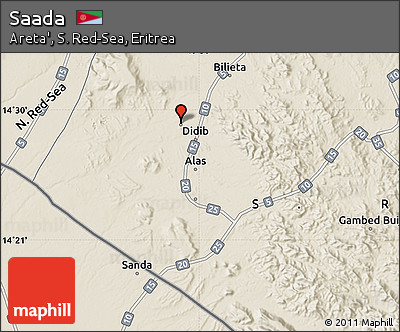 Shaded Relief Map of Saada
