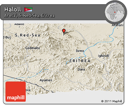 Shaded Relief Panoramic Map of Haloll