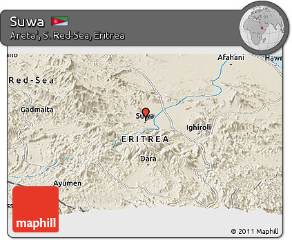 Shaded Relief Panoramic Map of Suwa