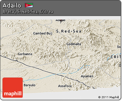 Shaded Relief Panoramic Map of Adailo
