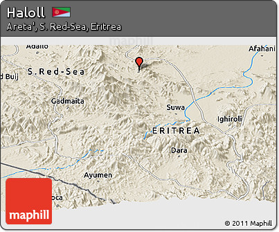 Shaded Relief Panoramic Map of Haloll