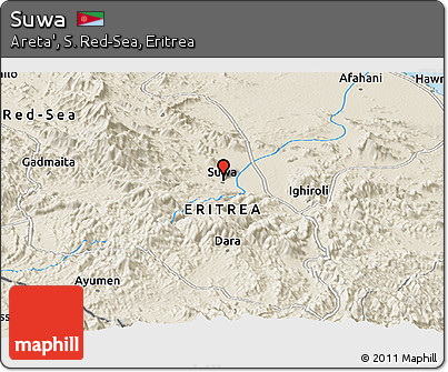 Shaded Relief Panoramic Map of Suwa