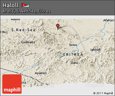 Shaded Relief Panoramic Map of Haloll