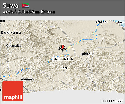 Shaded Relief Panoramic Map of Suwa